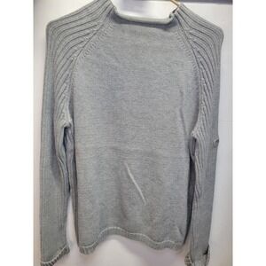 Vtg Polo Jeans Co. Gray Knit Sweater Ribbed Long Sleeve Crew Neck‎ Casual sz M